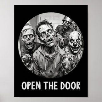 Poster Femmes Ouvrez La Porte Chiens Zombie Drôle Hallowe