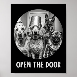 Poster Femmes Ouvrez La Porte Chiens Zombies Drôle Hallow