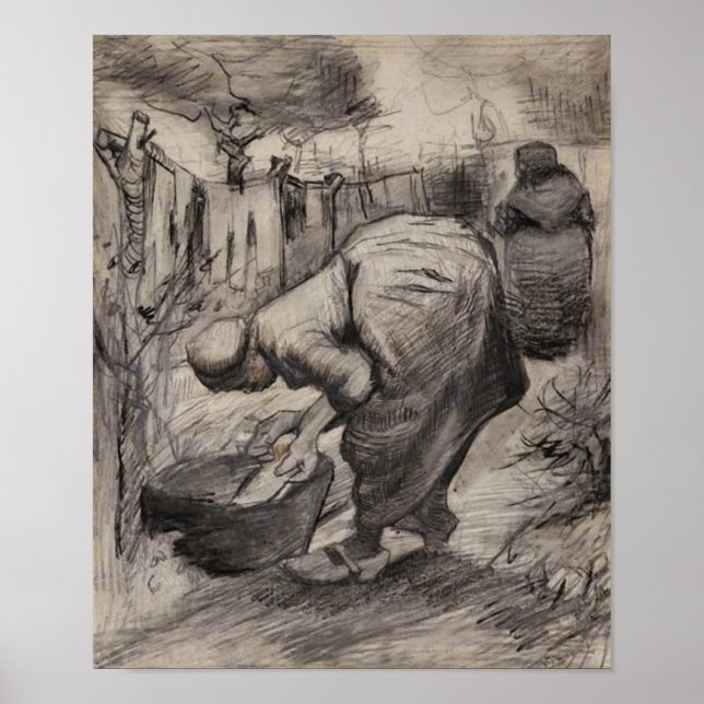 Poster Femmes paysannes, Baignoire & Lave-linge Van Gogh  (Devant)