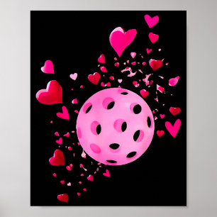 Poster Femmes pickleball valentines day cœur amour