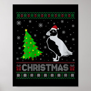 Poster Femmes Puffin Xmas Arbre Éclairage de Noël laid Va