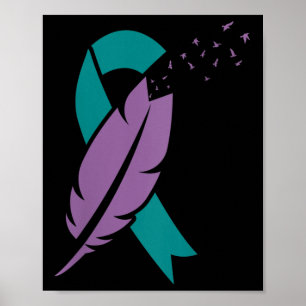 Poster Femmes Ribbon Oiseaux Plumes Suicide Sensibilisati