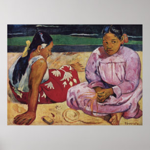 Poster Femmes tahitiennes sur la plage par Gauguin