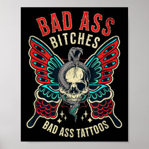 Poster Femmes tatouées De Mauvais Es Habilitées Retro Tat