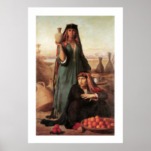 Poster Femmes Vendant de l'eau et des oranges...