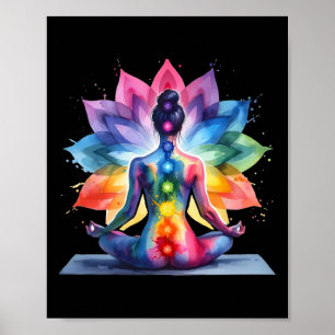 Poster Femmes Yoga Méditation Spirituel Corps Énergie Cha