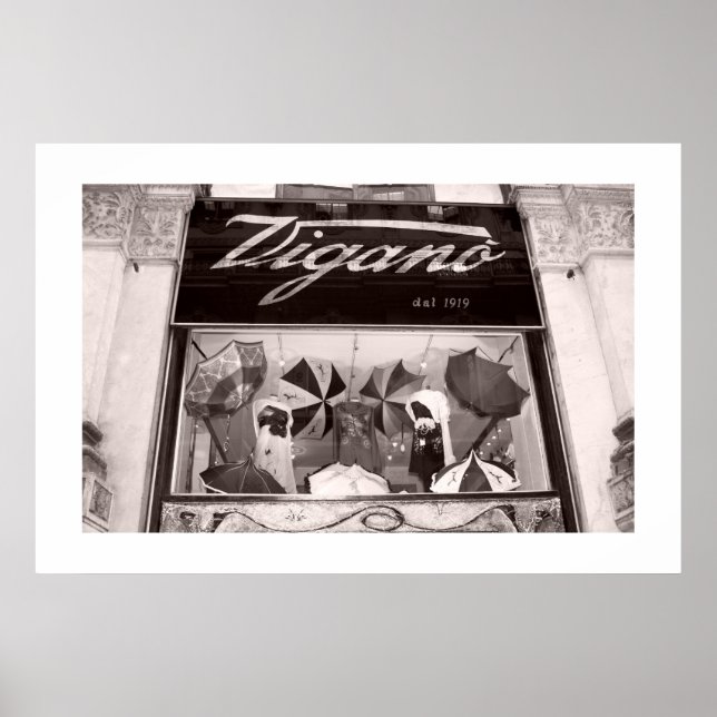 Poster Fenêtre Acheter des parapluies (Devant)