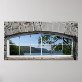 Poster Fenêtre Arché - fausse vue de Loch Sottish