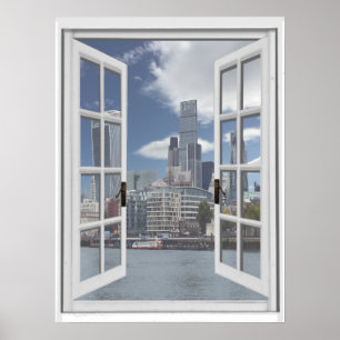 Poster Fenêtre de faux de vue de ville de Londres