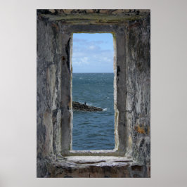 Poster Fenêtre du château avec vue sur l'océan