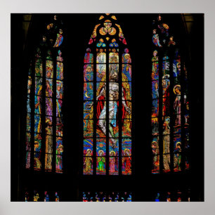 Poster Fenêtre en verre tendu, Cathédrale Saint-Vitus, Pr