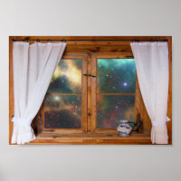Fenêtre Faux Galaxy Espace Imaginaire Étoiles Vue