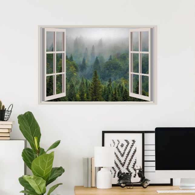 Poster Fenêtre Faux personnalisées (Bureau à domicile)