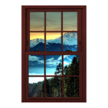 Fenêtre Image Cherry Wood Vue Montagne 3 de 3