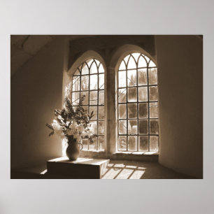 Poster Fenêtre légère d'église de matin