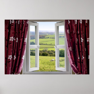 Poster Fenêtre ouverte avec vue sur la campagne anglaise