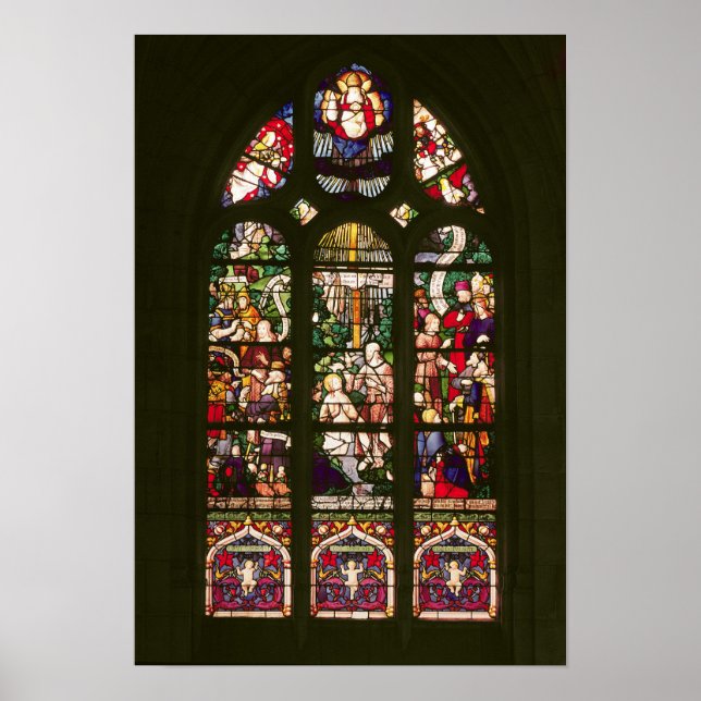 Poster Fenêtre représentant le baptême du Christ, 1490 (Devant)