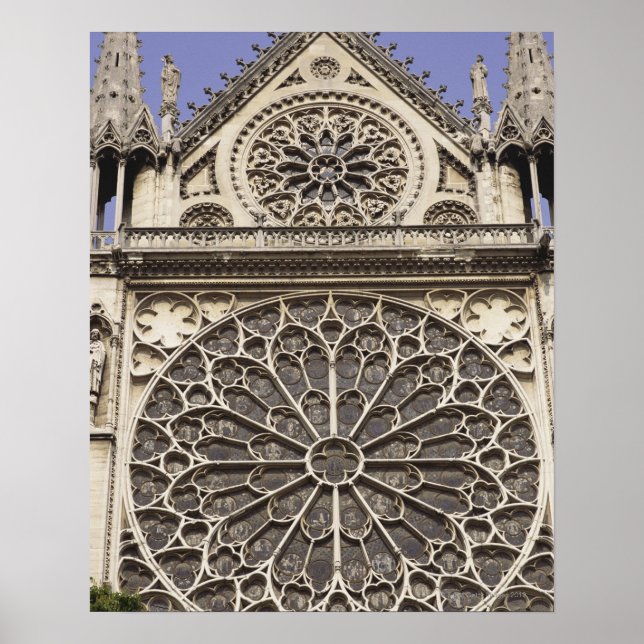 Poster Fenêtre Rose Sud dans la cathédrale Notre Dame à (Devant)