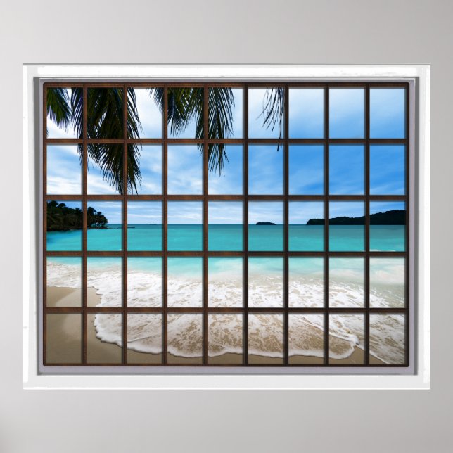 Poster Fenêtre Tropical Ocean Lattice (Devant)