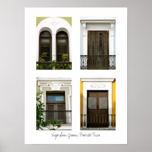 Poster Fenêtres Du Vieux San Juan, Porto Rico