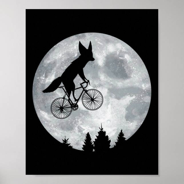 Poster Fennec Fox équitation Moon Vélo Halloween Lunaire  (Devant)