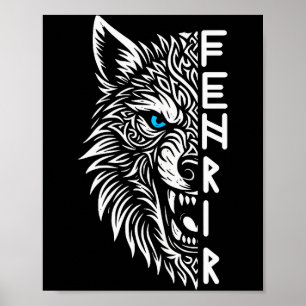 Poster Fenrir Loup Viking d'Odin Norse Viking Celtique Fe