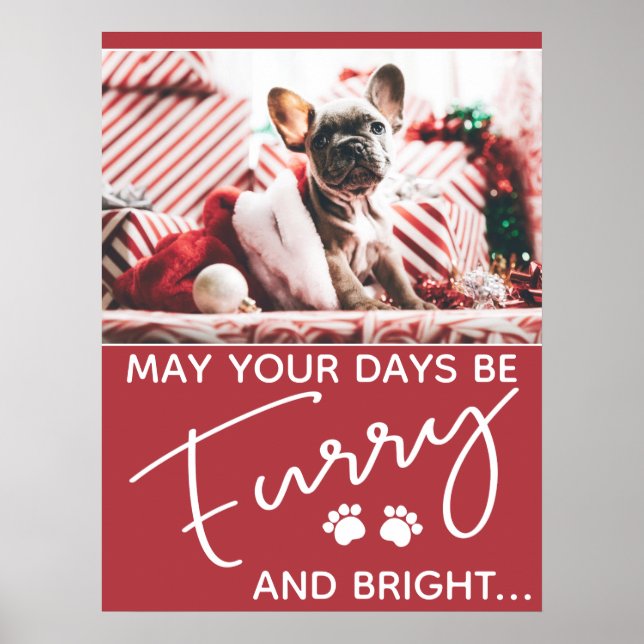 Poster Fer Noël rouge avec photo et pattes blanches (Devant)