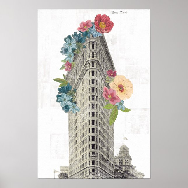 Poster Fer plat floral | New York, New York (Devant)