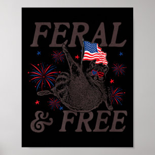 Poster Féral & Libre Drôle de Raton laveur Patriotiqu