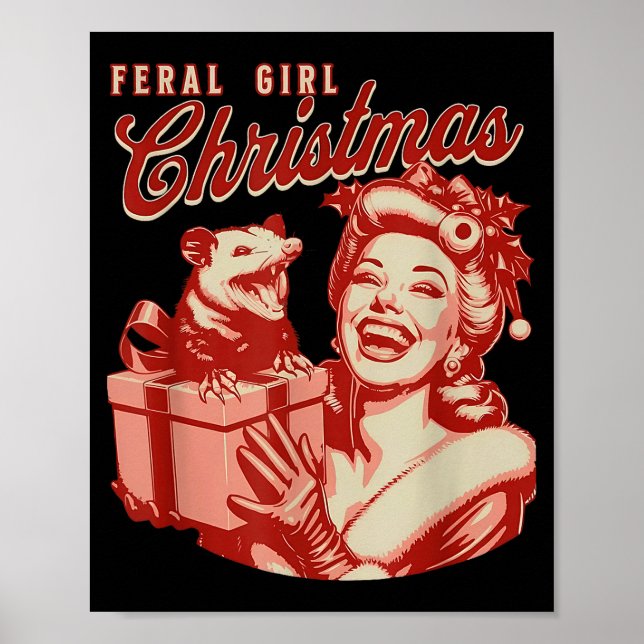 Poster Feral Girl Christmas Funny Ossum Ssum Merry Xmas W (Devant)