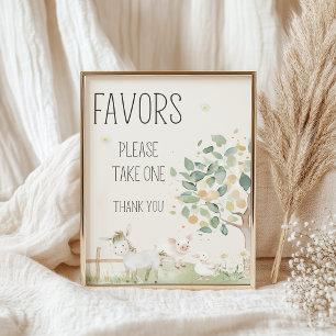Poster Ferme Animaux Viandes Ami Baby shower Faveurs Sign