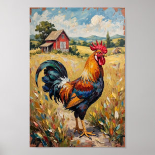 Poster Ferme de coq vintage Art rural