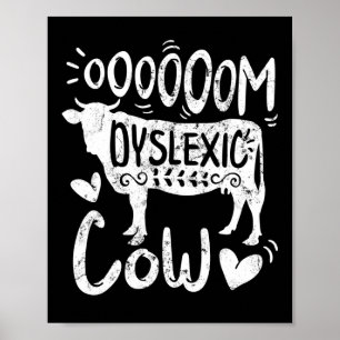 Poster Ferme de lecture de vache dyslexique Oooom de sens