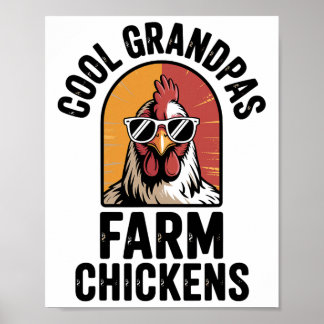 Poster Ferme de poulets de grand-père cool Drôle d'éleveu