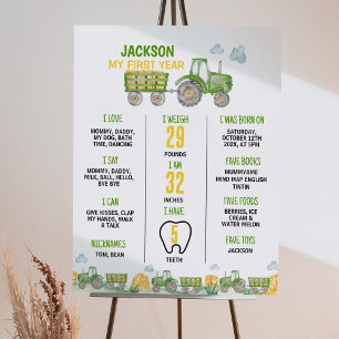 Poster Ferme de tracteur vert Anniversaire de fête Jalon 