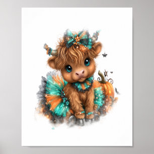 Poster Ferme de vaches des Highlands Halloween