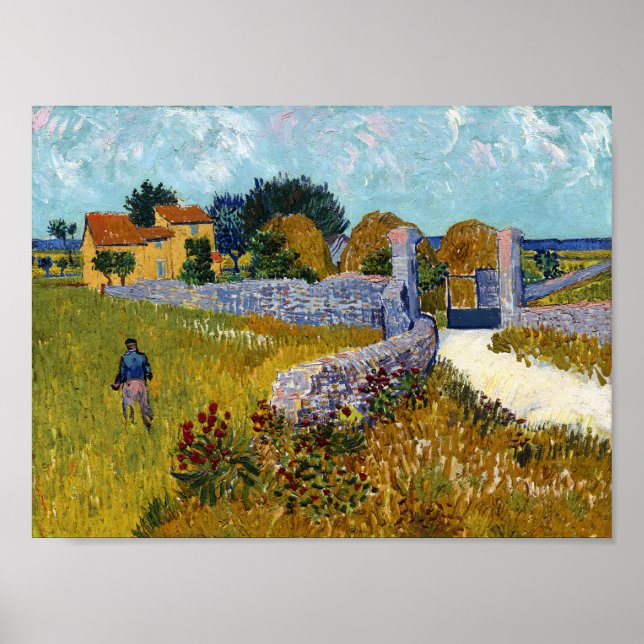 Poster Ferme en Provence (1888) par Vincent Van Gogh (Devant)
