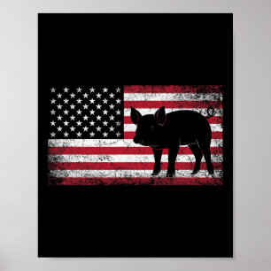 Poster Ferme fermière Pig Bbq 4 juillet Drapeau américain