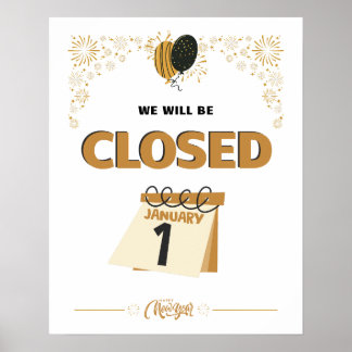 Poster Fermé le 1er janvier Heures de magasin