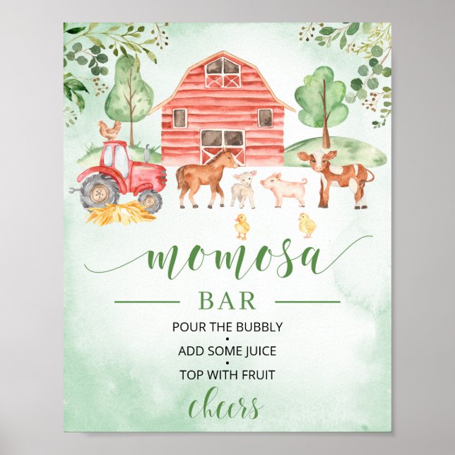 Poster Ferme momosa signe barre pour baby shower (Devant)