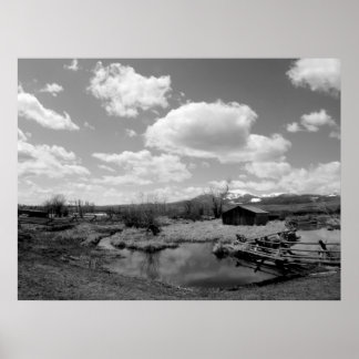 Poster Ferme Montana en noir et blanc