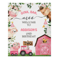 Ferme Pink Grange Tracteur Anniversaire Bienvenue
