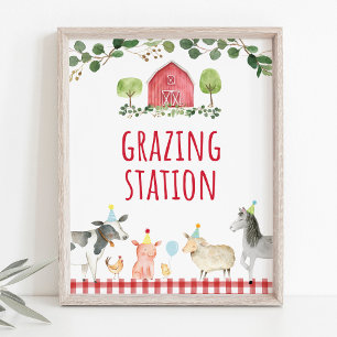 Poster Ferme Station de pâturage de verdure Signal alimen