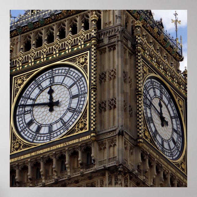 Poster Fermer Big Ben Horloge Tower Londres (Devant)
