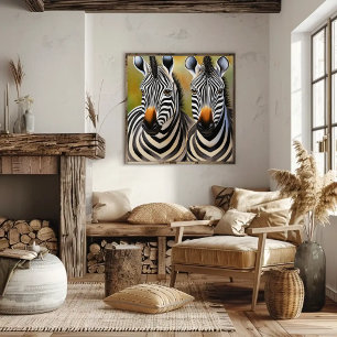 Poster Fermer Zebra Pair Bold et Striking Wildlife