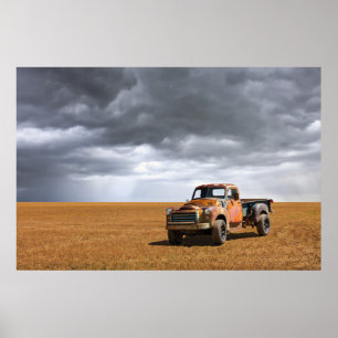 Poster Fermes Vieux camion en campagne