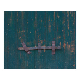 Poster Fermeture De Porte Rouillée Sur Porte Verte