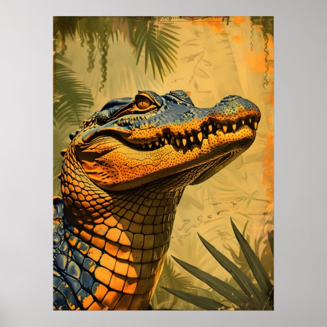 Poster Fermeture vintage de l'alligator (Devant)