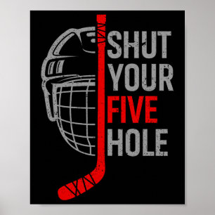 Poster Fermez vos cinq détenteurs de tées de hockey drôle
