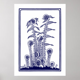 Poster Ferns (1920) par Julie de Graag Vintage Woodcut